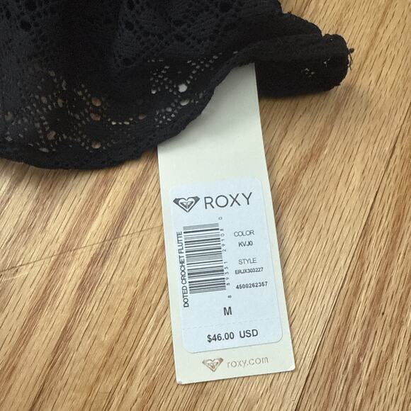 Roxy Cozy & Soft Layered Lace Crochet Bikini Top In Black Sz M - Picture 4 of 7